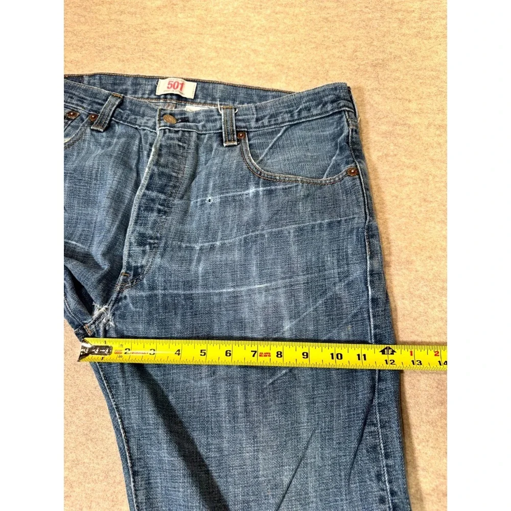 Levis 501 Original Fit Jeans Men 36x34 Blue Denim Cotton Straight Leg Button Fly